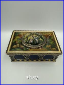 Vintage victorian style metal music box with wind up humming bird/ RARE/Stunning