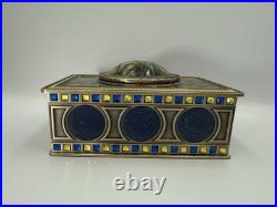 Vintage victorian style metal music box with wind up humming bird/ RARE/Stunning