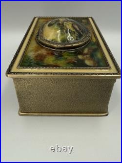 Vintage victorian style metal music box with wind up humming bird/ RARE/Stunning