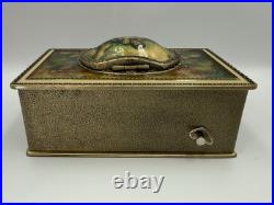 Vintage victorian style metal music box with wind up humming bird/ RARE/Stunning