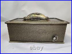 Vintage victorian style metal music box with wind up humming bird/ RARE/Stunning