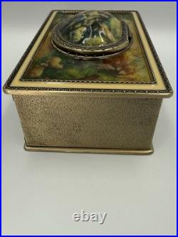 Vintage victorian style metal music box with wind up humming bird/ RARE/Stunning