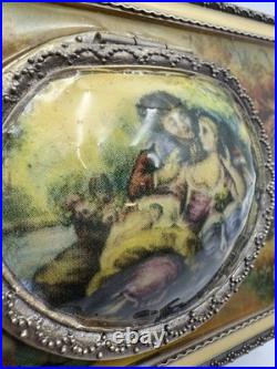 Vintage victorian style metal music box with wind up humming bird/ RARE/Stunning