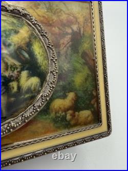 Vintage victorian style metal music box with wind up humming bird/ RARE/Stunning