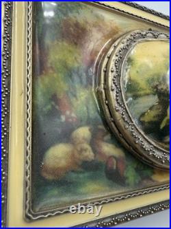 Vintage victorian style metal music box with wind up humming bird/ RARE/Stunning