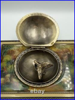 Vintage victorian style metal music box with wind up humming bird/ RARE/Stunning