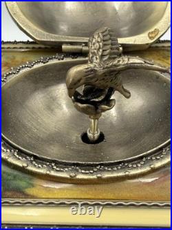Vintage victorian style metal music box with wind up humming bird/ RARE/Stunning