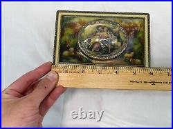 Vintage victorian style metal music box with wind up humming bird/ RARE/Stunning