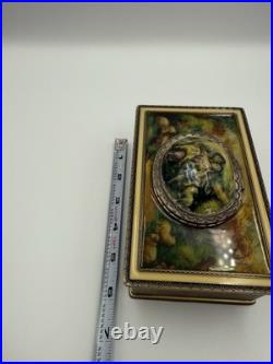 Vintage victorian style metal music box with wind up humming bird/ RARE/Stunning