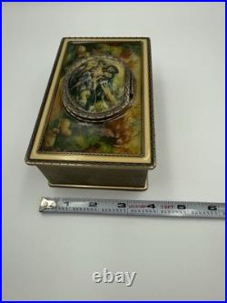 Vintage victorian style metal music box with wind up humming bird/ RARE/Stunning