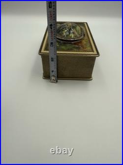 Vintage victorian style metal music box with wind up humming bird/ RARE/Stunning
