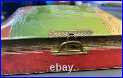 Vtg Edwardian Photo Album Music Box, Embossed Floral Design, Sankyo Movement