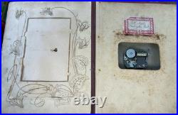 Vtg Edwardian Photo Album Music Box, Embossed Floral Design, Sankyo Movement
