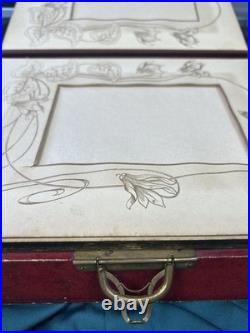 Vtg Edwardian Photo Album Music Box, Embossed Floral Design, Sankyo Movement