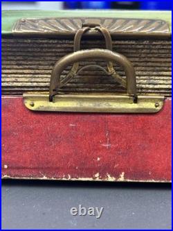 Vtg Edwardian Photo Album Music Box, Embossed Floral Design, Sankyo Movement
