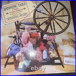 Vtg Enesco 1994 SPINNING TAILS Wheel Deluxe Action Musical Box Mice New In Box
