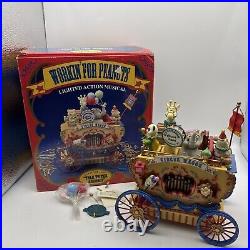 Vtg Enesco Workin' For Peanuts Lighted Action Musical Circus Wagon 1992 Works