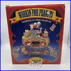 Vtg Enesco Workin' For Peanuts Lighted Action Musical Circus Wagon 1992 Works