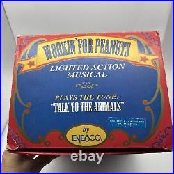 Vtg Enesco Workin' For Peanuts Lighted Action Musical Circus Wagon 1992 Works