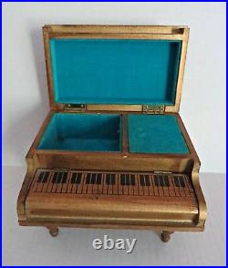 Vtg Grand Piano Italian Florentine Guild Wood Music Musical Jewelry Box RARE