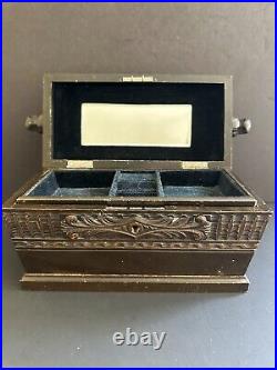 Vtg Hand Carved Black Forest Wood Swiss Music Jewelry Box Breitler Switzerland