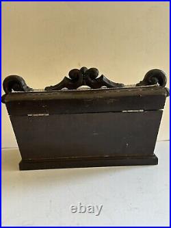 Vtg Hand Carved Black Forest Wood Swiss Music Jewelry Box Breitler Switzerland