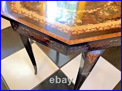 Vtg ITALIAN Sorrento Marquetry Musical Reuge Low Table / Jewelry Box, Love Story