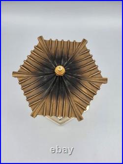 Vtg Japanese Metal Pagoda Style Music Box with Doors That Open For Storage