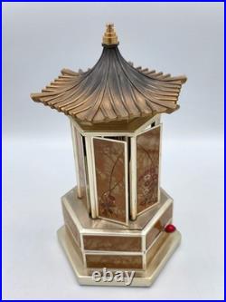 Vtg Japanese Metal Pagoda Style Music Box with Doors That Open For Storage Vtg Japanese Metal Pagoda Style Music Box with Doors That Open For Storage