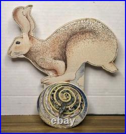 Vtg Jean-Marie Poumeyrol Paper Automaton Music Box Leaping Hare Spiral Kinetic