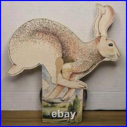 Vtg Jean-Marie Poumeyrol Paper Automaton Music Box Leaping Hare Spiral Kinetic