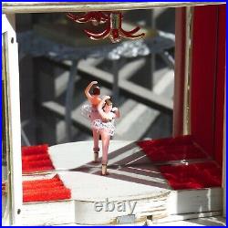 Vtg Jewelry Love Story Music Dancing Ballerina & Clock Box French Style