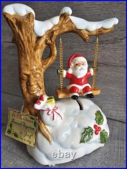 Vtg Josef Originals Swinging Santa Tree Music Box w Label Ceramic Japan RARE Htf Vtg Josef Originals Swinging Santa Tree Music Box w Label Ceramic Japan RARE Htf