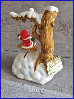 Vtg Josef Originals Swinging Santa Tree Music Box w Label Ceramic Japan RARE Htf Vtg Josef Originals Swinging Santa Tree Music Box w Label Ceramic Japan RARE Htf