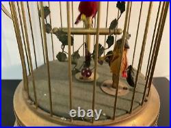 Vtg Mechanical Wind Up Bird Cage Germany Music Box Parts or Repair Only