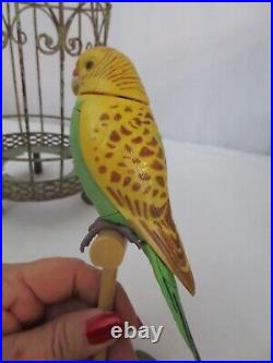 Vtg Motion activated Chirpping Singing Parakeet Bird In Cage works