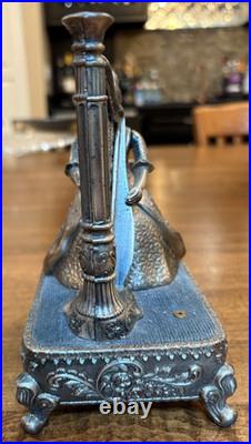 Vtg Pewter Music Box Woman Playing Harp Arms Move Music Box Dancer Japan