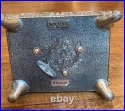 Vtg Pewter Music Box Woman Playing Harp Arms Move Music Box Dancer Japan