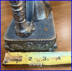 Vtg Pewter Music Box Woman Playing Harp Arms Move Music Box Dancer Japan