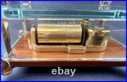 Vtg Swiss Reuge Crystal Clear Glass Music Box Dolphin Legs Beveled Switzerland