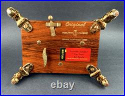 Vtg Swiss Reuge Crystal Clear Glass Music Box Dolphin Legs Beveled Switzerland