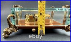 Vtg Swiss Reuge Crystal Clear Glass Music Box Dolphin Legs Beveled Switzerland
