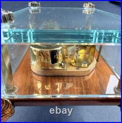 Vtg Swiss Reuge Crystal Clear Glass Music Box Dolphin Legs Beveled Switzerland