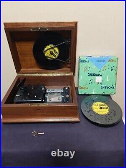 Vtg. Swiss Thorens Disc Walnut Music Box AD30W 12 Discs Sounds Great