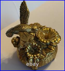 Vtg Taj Metal Hummingbird Musical Automaton Mechanical Wind Up Music Box -Works Vtg Taj Metal Hummingbird Musical Automaton Mechanical Wind Up Music Box -Works