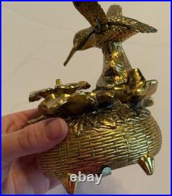 Vtg Taj Metal Hummingbird Musical Automaton Mechanical Wind Up Music Box -Works Vtg Taj Metal Hummingbird Musical Automaton Mechanical Wind Up Music Box -Works