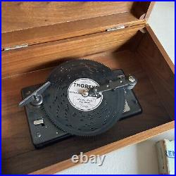 Vtg Thorens Disc Music Box Switzerland Plays Rare Swiss with 10 disks