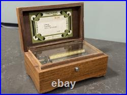 Vtg. Thorens Pre Reuge Wooden Music Box 50 Key 3 Songs AL350 Switzerland Works