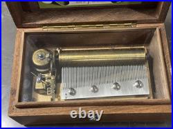 Vtg. Thorens Pre Reuge Wooden Music Box 50 Key 3 Songs AL350 Switzerland Works