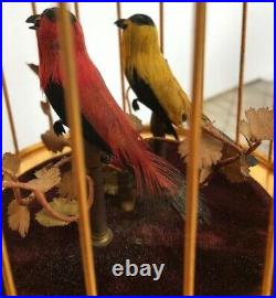 WIND UP SINGING 2 BIRD BRASS CAGE Music box ETCHED numbers, Made in Germany